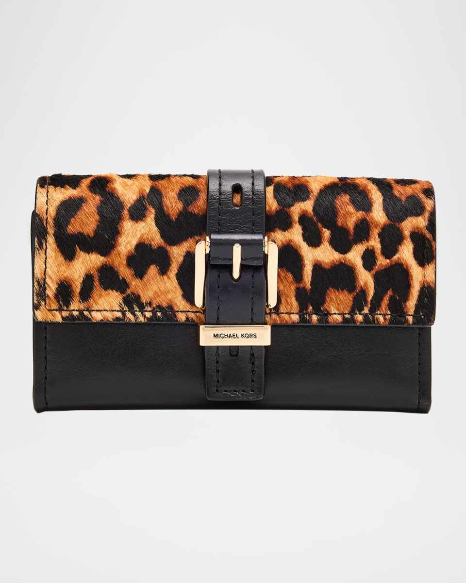 Nolita Medium Leopard-Print Calf Hair Trifold Wallet